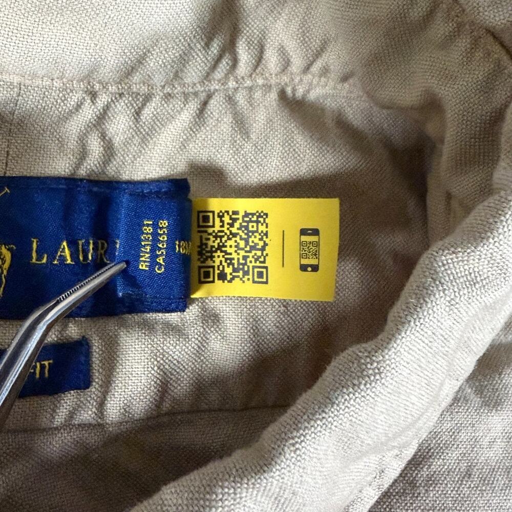 Ralph Lauren Oxford LS Shirt Mens L Tan Khaki Classic Fit Cotton Button Down - Picture 8 of 13